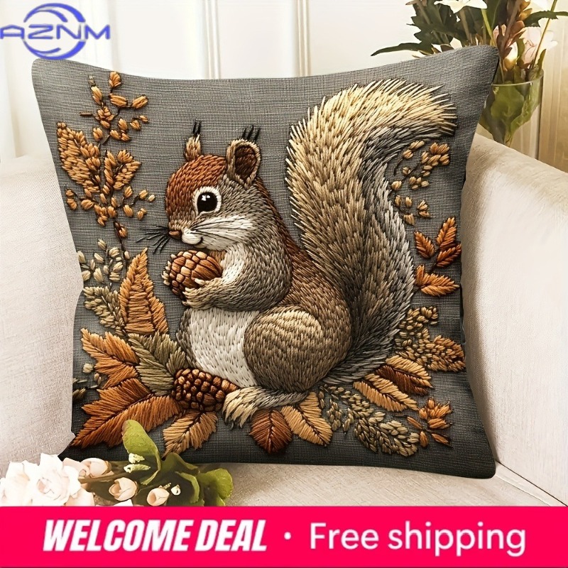 Your Home Textiles - Squirrel Pillow Cover: Nature's Artistry for