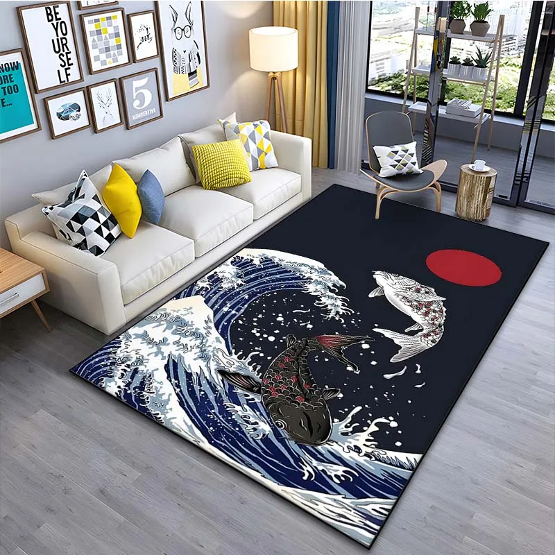 Japanese Home Textiles - Japanese Art Kanagawa Waves Carpet for