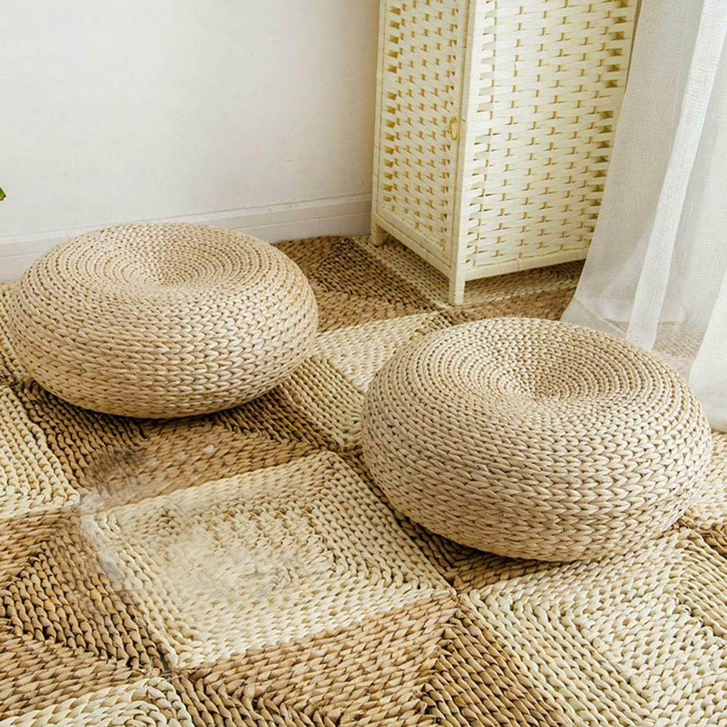 Natural Straw Round Pouf Handm - đánh giá và giá Japanese Home Textiles