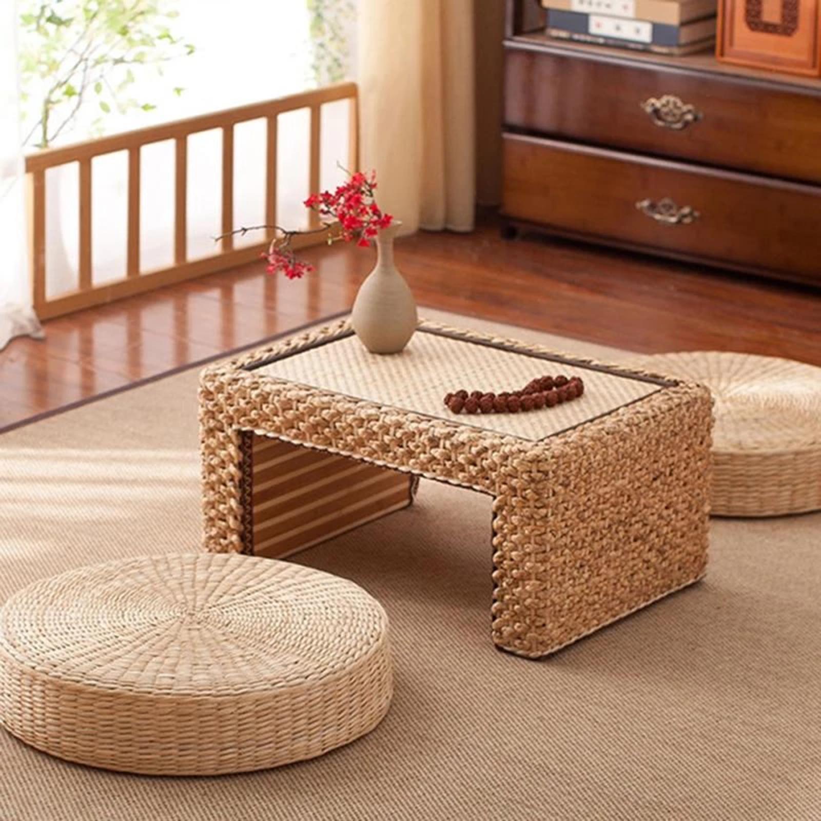 Natural Straw Round Pouf Handm - đánh giá và giá Japanese Home Textiles