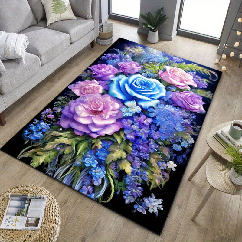 Floral rug with blue and purpl - đánh giá và giá Your Home Textiles
