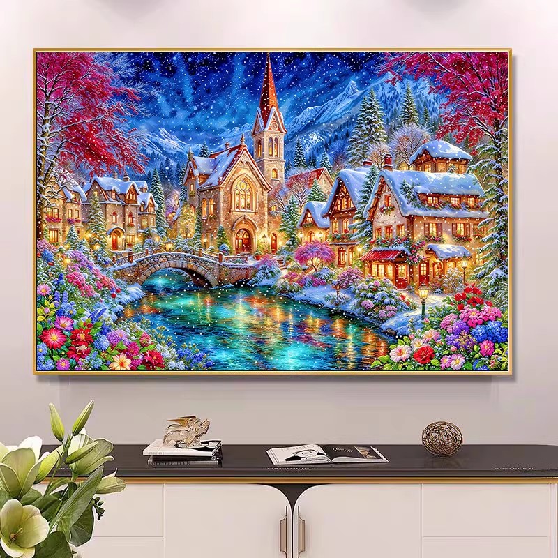 9ct 100x75cm Winter Church Emb - đánh giá và giá Home Textiles Discount